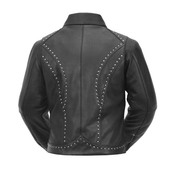 First Mfg. Co. Scarlett Star Motorcycle Leather Jacket Women’s Small Black - Picture 11 of 13